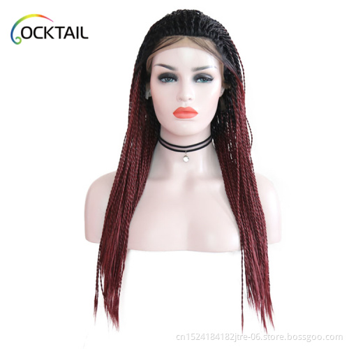 14 inches-30 inches wholesale blonde jumbo kinky twist braid wig, fiber hair wigs synthetic lace front african braided wig